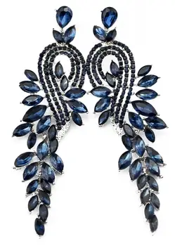 Moderný Veľký Listový Tvar Fialové Modré Crystal Drop Náušnice pre Ženy, Svadobné Vyhlásenie Šperky Strany Náušnice Kúzlo Darček k Narodeninám