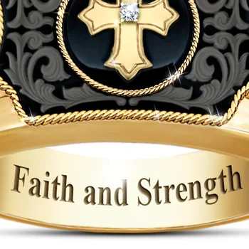 Móda Kríž v Tvare Zirkón Snubné Prstene pre Ženy, Luxusné Vieru a Silu Zlatá Farba Čierna Totem Zásnubný Prsteň Mužov Šperky