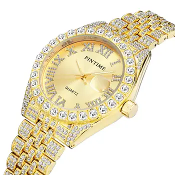Móda Ľadový Von Pánske Hodinky Top Značky Luxusné Zlaté Hodiny Hip Hop Diamant Hodinky Mužov Ocele, Dátum, Hodiny Montre Homme Reloj Relogio