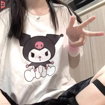 Móda Ženy Y2k Tričko Lete Študentka Mária Cartoon Kuromied Tlač Voľné T-shirt Top Harajuku Bežné Cool Oblečenie Dievčatá