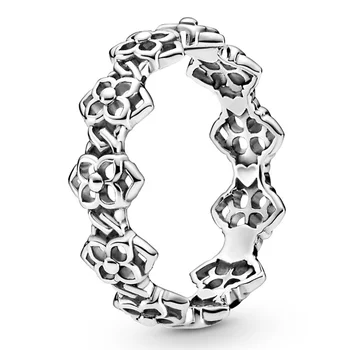Nové 925 Sterling Silver Ring Rose Openwork Lístkov Vyhlásenie Naklonená Srdce Solitaire Lichobežníkové Srdce Krúžok Pre Ženy Pandora Šperkov