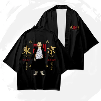 Nové Tokio Revengers T-Shirt Hanagaki Takemichi Ken Ryuguji Haori Anime Polyester Letné Krátke Rukáv Tees Topy