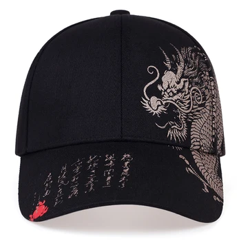 Nové Unisex šiltovku Čierne Nastaviteľné Čínsky Štýl Spp Dragon Tlačiť Bežné Snapback klobúky Kosti Hip Hop Klobúk slnko klobúky gorras