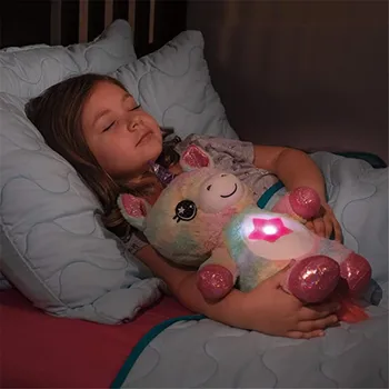 Plyšové zvieratko S Svetlo Projektora V Bruchu Upokojujúce Hračka, Plyšové Hračky Plyšové Nočné Svetlo Šteňa Vianočné Darčeky pre Deti Deti