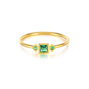 ROXI Zelený Zirkón Kameň Zlaté Prstene pre Ženy Geometrie Svadobné Šperky Anel 925 Sterling Silver Prst Krúžky snubný Prsteň Bague