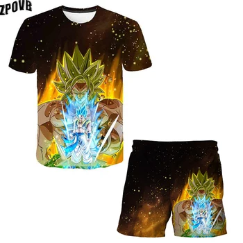 Super Dragon Ball Goku Vegeta T-shirts Vyhovovali Boys&Girls Deti Oblečenie Vyhovovali Japonskom Anime Deti Kostým Gohan Beerus Topy+šortky