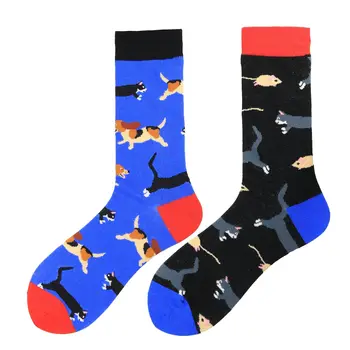 Trendy V-tube pánske Ponožky, Veľkosť AB Asymetrické Zvierat Séria Módnych Osobnosti Farebný Skateboard Jin a Jang Ponožky