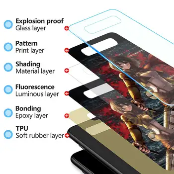 Tvrdené Sklo Telefón puzdro pre Samsung Galaxy S21 S20 FE S10 Poznámka 20 Ultra 10 Lite 9 S9 Plus S10e Kryt Anime Útok Na Titan