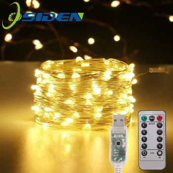 USB LED Rozprávkových Svetiel String 5M10M20M Dovolenku Osvetlenie Nepremokavé Strieborného Drôtu S Diaľkovým na Vianočný Večierok Svadobná Výzdoba