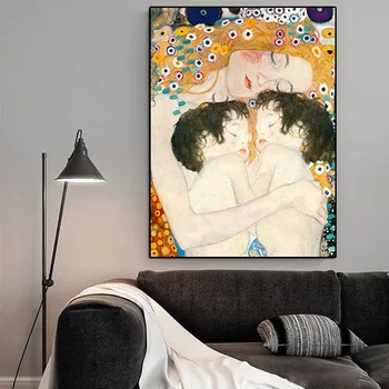 Umelecké olej obrazmi, matka a twin deti, tlačená plagáty a vypíše, spálne dekorácie, obrazy
