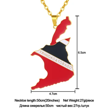 VEĽKÝ PRÍVESOK Trinidad a Tobago Mapa/Vlajky Náhrdelníky Pre Ženy/Mužov Zlatá Farba Trinidad Krajiny Šperky Darček Bijoux Femme šperky