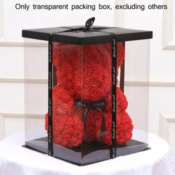 Veľké Priehľadné Okno Valentinku Deň Rose Medveď Kvet Hot Svadby, Narodeniny Balenie Dekorácie Predaj 17x17x29cm Boxs