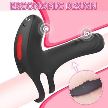 Vibračný Penis Dual Krúžok s Jazykom Klitoris Stimulátor pre Pár Diaľkové Ovládanie Vibrátor Silnejšiu Erekciu Zvýšenie Sexuálne Hračky