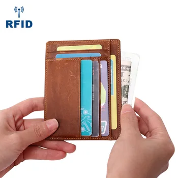 Vintage RFID Blokovanie Originálne Kožené pánske Peňaženky S Minca Malé Vrecko na Zips Peniaze Bag, Slim Kabelku Pre Človeka Kreditnej Karty Držiteľ