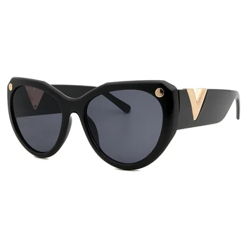 Značka Cat Eye Dizajnér slnečné Okuliare Black 2021 Vysokej Kvality Retro Kovové Námestie Okuliare Ženy/Muži Luxusné Oculos De Sol uv400