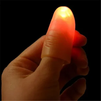 1 Pár Kreatívnych Magické Hračky rozsvieti Palec Tipy S LED Červená Mágia Palec Tip Svetlo Ilúzie Deti Hračky, 2 Ks Rekvizity Legrační