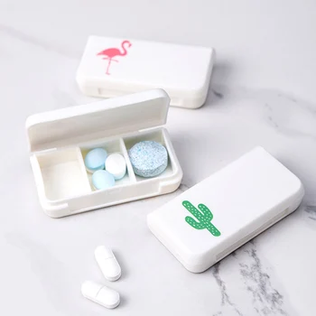 1pc Hot Predáva Roztomilý Prenosný Mini Tabletky Prípade Medicíny Boxov 3 Mriežky Cestovať Domov Drogy Kontajner Domov Držiteľ Prípadoch Prázdne Úložný Box