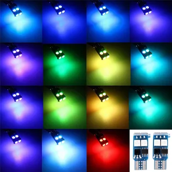 2 X T10 RGB 6 SMD 5050 LED Auto Auto Klin Bočné Svetlo Šírka Svetlo Interiéru Čítanie Žiarovka s Diaľkovým ovládaním