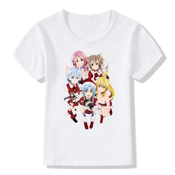2019 Deti Sword Art Online Anime T-shirt O-Krku Krátkym Rukávom Letné Boy&Girl Asuna Kirito Kirigaya Kazuto SAO Tee Tričko ooo638