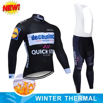 2020 Nový QUICK STEP Cyklistika Dres 9D Bib Nastaviť Belgicko Cyklistické Oblečenie Pánske Zimné Thermal Fleece Cyklistické Oblečenie pre Cyklistiku