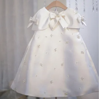 2021 Biele baby girl šaty na Krst Kvet Dievča Svadobné party 1. Narodeniny Šaty Kid princess detský Letný 4 6 8 Rokov