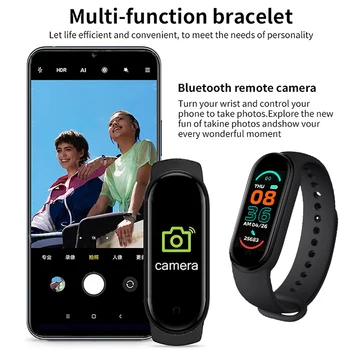 2021 Nové Inteligentné Hodinky Ženy Muži Bluetooth Fitness Tracker Srdce Menovitý Sledovať Športové Hodinky M6 Smart Kapela Hodiny Pre Android, Ios