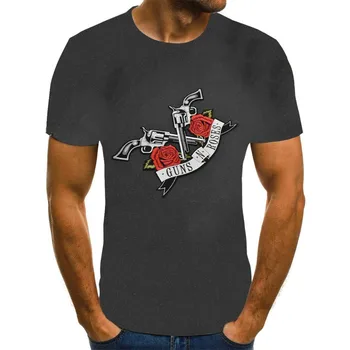 2021 Rock Nosiť Zbraň a Rose 3DT Tričko Lete Streetwear T-shirt Zbraň Rose T-shirt