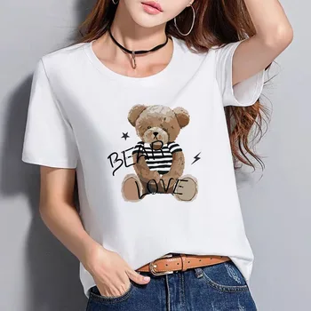 2021 roztomilý medveď T-shirt Ladies' obľúbených 3D animovaný vytlačené T-shirt High-end pohodlné letné top Roztomilý dievča macko T-shirt