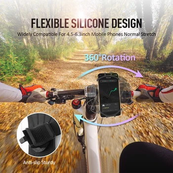 360 Stupeň Rotácie Požičovňa Telefón GPS Držiak na Riadidlá Bike Mobilný Telefón Držiak na Stojan Super Elastický Silikónový Držiak Nastaviteľný