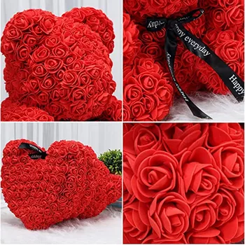 40 cm macko Ruže, Umelé Kvety Ruže Medveď pre Ženy Valentines Svadobné Vianočného Darčeka Domova