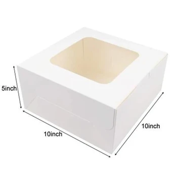 5 ks Biely Sulfátový Papier Farba Pekáreň Cookie Tortu Koláče Krabice s Windows Balík Dekoratívny Box na Jedlo Darčeky Box Balení Taška