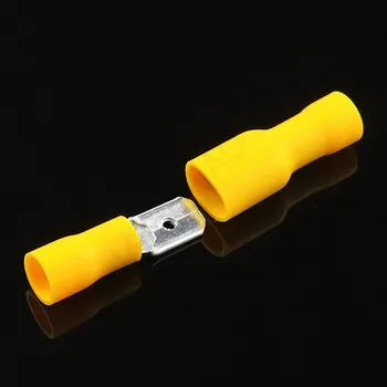6.3 mm FDFD + MDD Žltá 25 Žien A 25 Mužov Rýľ Izolované Elektrické Krimpovacie vypínače FDD