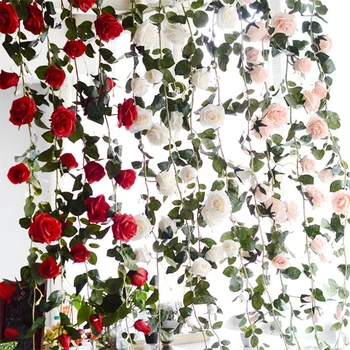 6pcs Umelé Ruže Kvet Viniča Falošné Ruže, Kvety, Veniec, Svadobné Dekorácie, Závesné Domova flores umelé 1,8 M