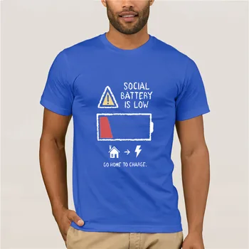 Bavlna módne 2020 trend T-shirt Nízkej Sociálnej Batérie, Tlačené pánske Tričko Krátky Rukáv