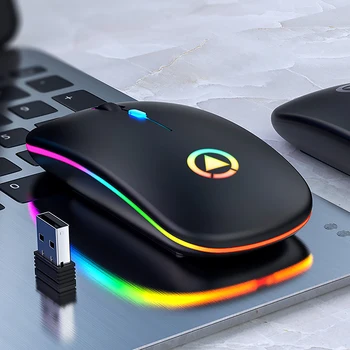 Bezdrôtová Myš RGB Bluetooth Počítačová Myš Herné Tichý Nabíjateľná Ergonomické Mause S LED Podsvietený USB Myši Na Notebook PC