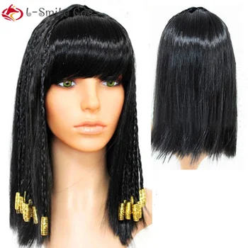 Black Kleopatra Parochňu Dekorácie Starovekého Egypta Vlasy Halloween Party Vlasy pre Ženy Vintage Vlasy Kráľovná Cosplay + Parochňu Spp