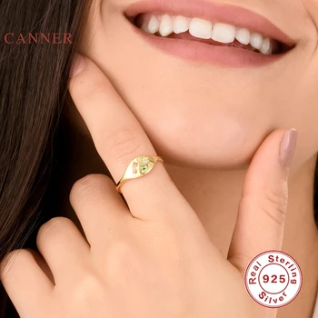 CANNER 925 Sterling Silver Ring Iny Zirkón Hviezdy, Mesiac Luxusné Šperky Nastaviteľné Prstene Pre Ženy Snubné Prstene Anillos Joyero