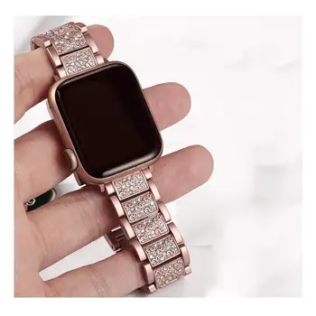 Daimond Watch Band For Apple Watch Rose Gold Women 38 40mm Stainless Steel Strap Wrist Bands For iWatch Series 5 4 3 2 44mm 42mm