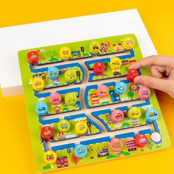 Drevené Bloky 22.5x22.5cm Dieťa Dieťa Dreva Digitálne Návštevnosť Bludisko List Hračky pre Deti, Vzdelávacie Inteligencia, Rozvoj Hra