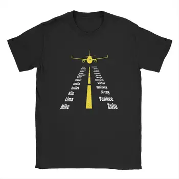 Fonetická Abeceda Lietadlo T Košele pánske Bavlna Funny T-Shirts Crewneck Pilot Darčekové Tričká Krátky Rukáv Šaty Letné