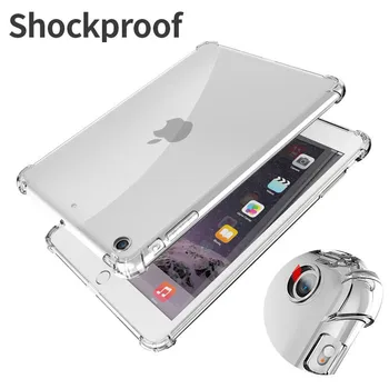 HTMOTXY Shockproof silikónové puzdro pre iPad Mini Air Pro 1 2 3 4 5 6 7 8 10.2 10.5 11 pružný nárazník jasné, transparentné zadný kryt
