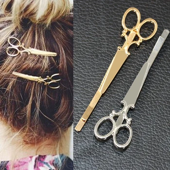 Hot Predaj Módnych Ženy Elegantné Strieborno Zlaté Nožnice Tvar Vlasov Clip Hair Pin Pokrývku Hlavy Jednoduchý A Elegantný Účes Dropshipping
