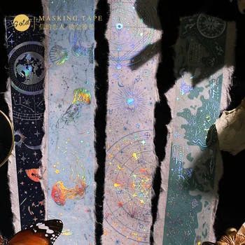 Hviezdna Vesmíru Snehu Zlatej Fólie Washi Pásky 30 mm Široký Japonský Maskovacia Páska Na Album Vestník Plánovač Umenie, Remeslá