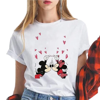 Jazva Mickey Mouse Kreslený Vtip T Shirt Ženy 2021 Lete Krátky Rukáv Tees Módne Oblečenie, Topy Príležitostné Voľné Žena T-shirts