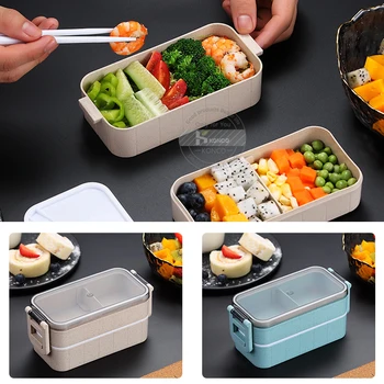 Konco Lunch Box Bento Box pre Študentov administratívny Pracovník, Double-layer Mikrovlnný Ohrev obed kontajner kontajner skladovanie potravín
