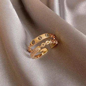 Kreatívne Reťazca Špeciálny Symbol Double Gold Otvorenie Krúžky Pre Ženy kórejský Módne Šperky Gotický Príslušenstvo Dievča je Sexy Prsteň