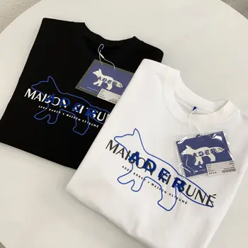 Kórea nadrozmerné tričko Fox tlač Vyšívanie Adererror Maison Kitsune T-shirt Muži Ženy Ader Chyba vysokej kvality Topy Čaj