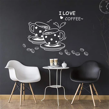 Milujem kávových zŕn a poháre pre kuchyňa kaviareň dekorácie samolepiek na stenu, domáce dekorácie na stenu umenie plagátu ZY8241