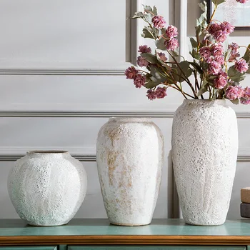 Moderný jednoduchý suchý kvet keramické kvet kvet váza robí Čínsky štýl, dekoratívne hrubej keramiky hrniec porcelánu