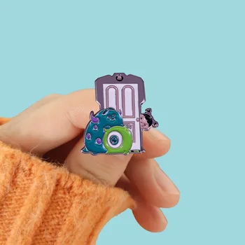 Monsters Inc. Odznak Mike a Sulley Boo Nepozerať na Dvere Pin Roztomilý Bunda Batoh Výzdoba pre Fanúšikov Anime Film